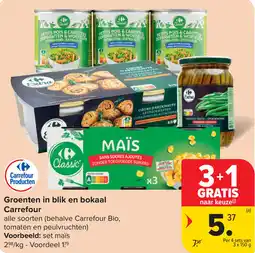 Carrefour Groenten in blik en bokaal carrefour aanbieding
