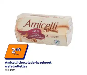 Action Amicelli chocolade-hazelnoot wafelrolletjes aanbieding