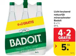 Carrefour Licht bruisend natuurlijk mineraalwater Badoit aanbieding