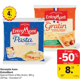 Carrefour Geraspte kaas EntreMont aanbieding