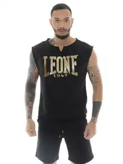 Decathlon Leone Stripe Gold mouwloos heren T-shirt van stretchkatoen aanbieding
