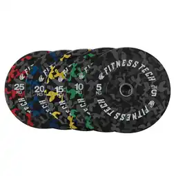 Decathlon Set van 150kg Disco Bumper Plate Camouflage Vlekken Hoge Weerstand Fitness Tech aanbieding