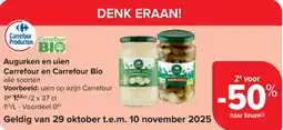 Carrefour Augurken en uien Carrefour en Carrefour Bio aanbieding