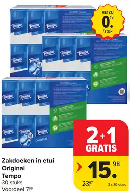 Carrefour Zakdoeken in etui Original Tempo aanbieding