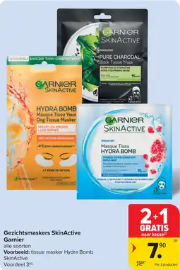 Carrefour Gezichtsmaskers SkinActive Garnier aanbieding