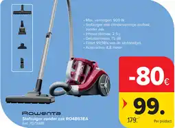 Carrefour Rowenta Stofzuiger zonder zak RO4B63EA aanbieding