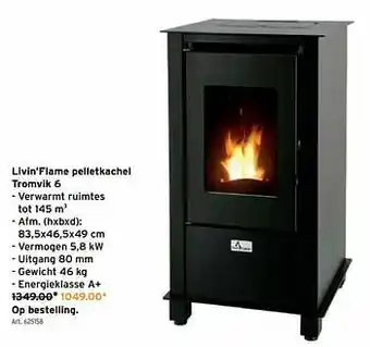 GAMMA Livin’flame pelletkachel tromvik 6 aanbieding