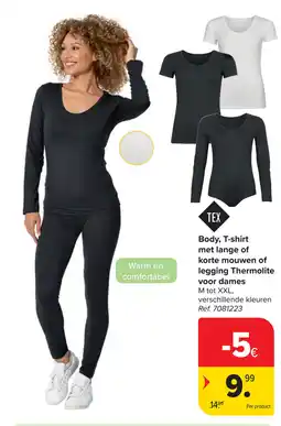 Carrefour Body, T-shirt korte mouwen of legging Thermolite voor dames aanbieding