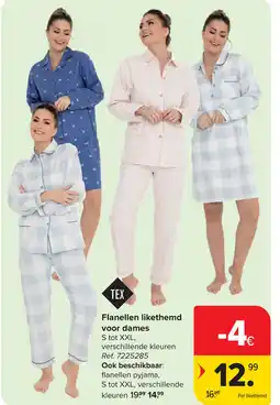 Carrefour Flanellen likethemd voor dames aanbieding