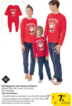 Carrefour Kerstpyjama voor dames of heren aanbieding