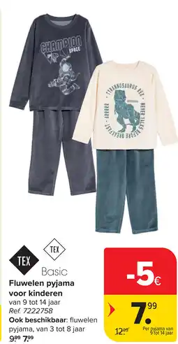 Carrefour Basic Fluwelen pyjama voor kinderen aanbieding