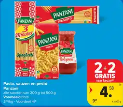 Carrefour Pasta, sauzen en pesto Panzani aanbieding