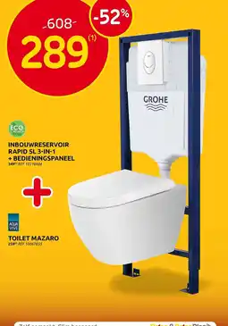Brico Inbouwreservoir Rapid Sl 3-in-1 + Toilet Mazaro aanbieding