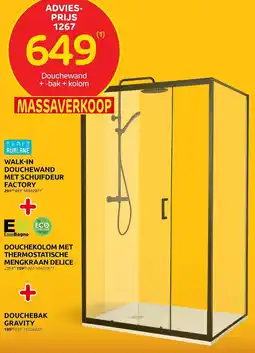 Brico Walk-In Douchewand Met Schuifdeur Factory aanbieding
