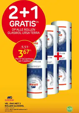 Brico Vb.: Pak met 3 rollen Glaswol aanbieding