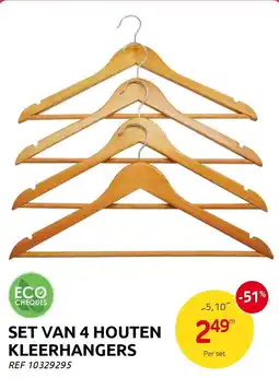 Brico Set Van 4 Houten Kleerhangers aanbieding