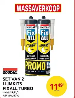 Brico Set van 2 Lijmkits Fixall Turbo aanbieding