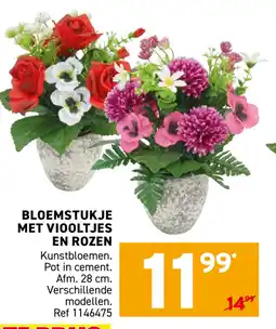 Trafic Bloemstukje Met Viooltjes En Rozen Kunstbloemen aanbieding