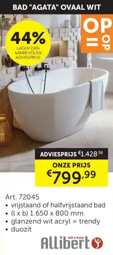 Zelfbouwmarkt Allibert Bad Agata Ovaal aanbieding