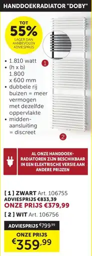 Zelfbouwmarkt Allibert Handdoekradiator Doby aanbieding