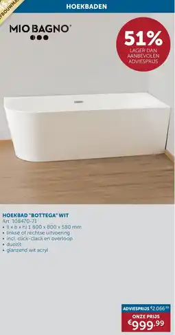Zelfbouwmarkt Hoekbad Bottega Wit aanbieding