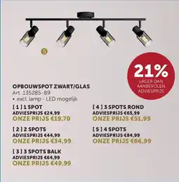 Zelfbouwmarkt Opbouwspot Zwart / Glas aanbieding