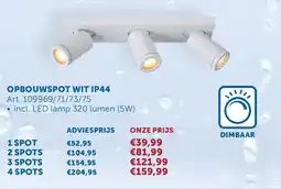 Zelfbouwmarkt Opbouwspot Wit IP44 3 Spot aanbieding