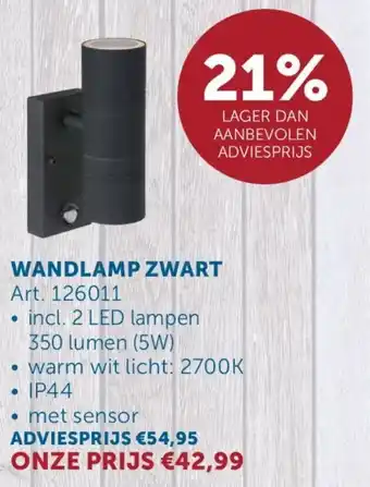 Zelfbouwmarkt Tuinverlichting Wandlamp zwart aanbieding