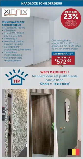 Zelfbouwmarkt Xinnix Naadloze Schilderdeur aanbieding