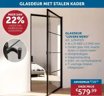 Zelfbouwmarkt Glasdeur Lovere Nero aanbieding