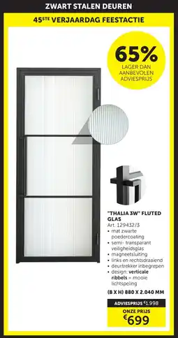 Zelfbouwmarkt Thalia 3W Fluted Glas aanbieding