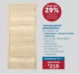Zelfbouwmarkt Complete Deuren Nature Wood Horizontaal aanbieding