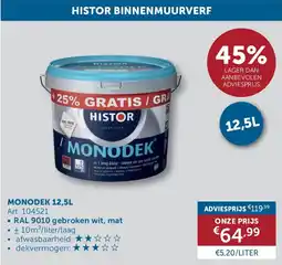 Zelfbouwmarkt Histor Binnenmuurverf Monodek aanbieding