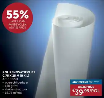 Zelfbouwmarkt Rol Renovatievlies aanbieding