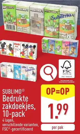 ALDI Sublimo Bedrukte zakdoekjes, aanbieding