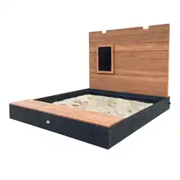 Decathlon Mandy XXL Houten Zandbak, Bank, Opbergruimte, Bord, 160 x 151 x 122,5 cm aanbieding