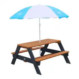 Decathlon Nick Picknicktafel met Parasol, Bruin/Wit, 95x97x48 cm aanbieding