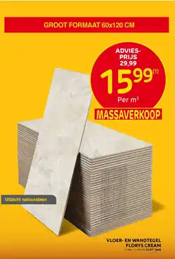 BricoPlanit Vloer en Wandtegel Florys Cream aanbieding