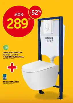 BricoPlanit Inbouwreservoir Rapid sl 3-in-1 + Bedieningspaneel + Toilet Mazaro aanbieding