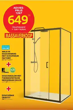 BricoPlanit Douchewand + Bak + Kolom aanbieding