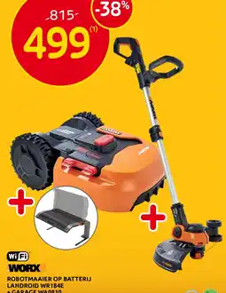 BricoPlanit Worx Robotmaaier op Batterij Landroid + Garage + Grastrimmer aanbieding