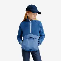 Decathlon Warme sweater met halve rits voor paardrijden kinderen komeetblauw / lila rits aanbieding