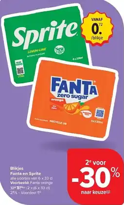 Carrefour Blikjes Fanta en Sprite aanbieding