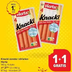 Carrefour Knacki zonder nitrieten Herta aanbieding