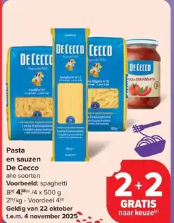 Carrefour Market Pasta en sauzen De Cecco aanbieding