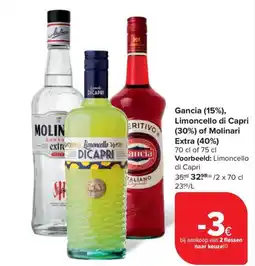 Carrefour Market Gancia, Limoncello di Capri of Molinari Extra aanbieding