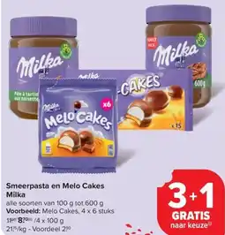 Carrefour Market Smeerpasta en Melo Cakes Milka aanbieding