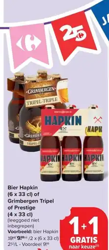 Carrefour Market Bier Hapkin Grimbergen Tripel of Prestige aanbieding