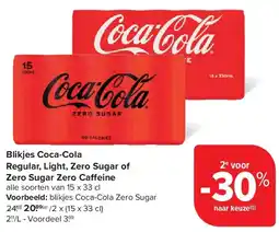 Carrefour Blikjes Coca-Cola Regular, Light, Zero Sugar of Zero Sugar Zero Ca eine aanbieding