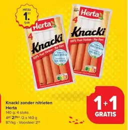 Carrefour Market Knacki zonder nitrieten Herta aanbieding